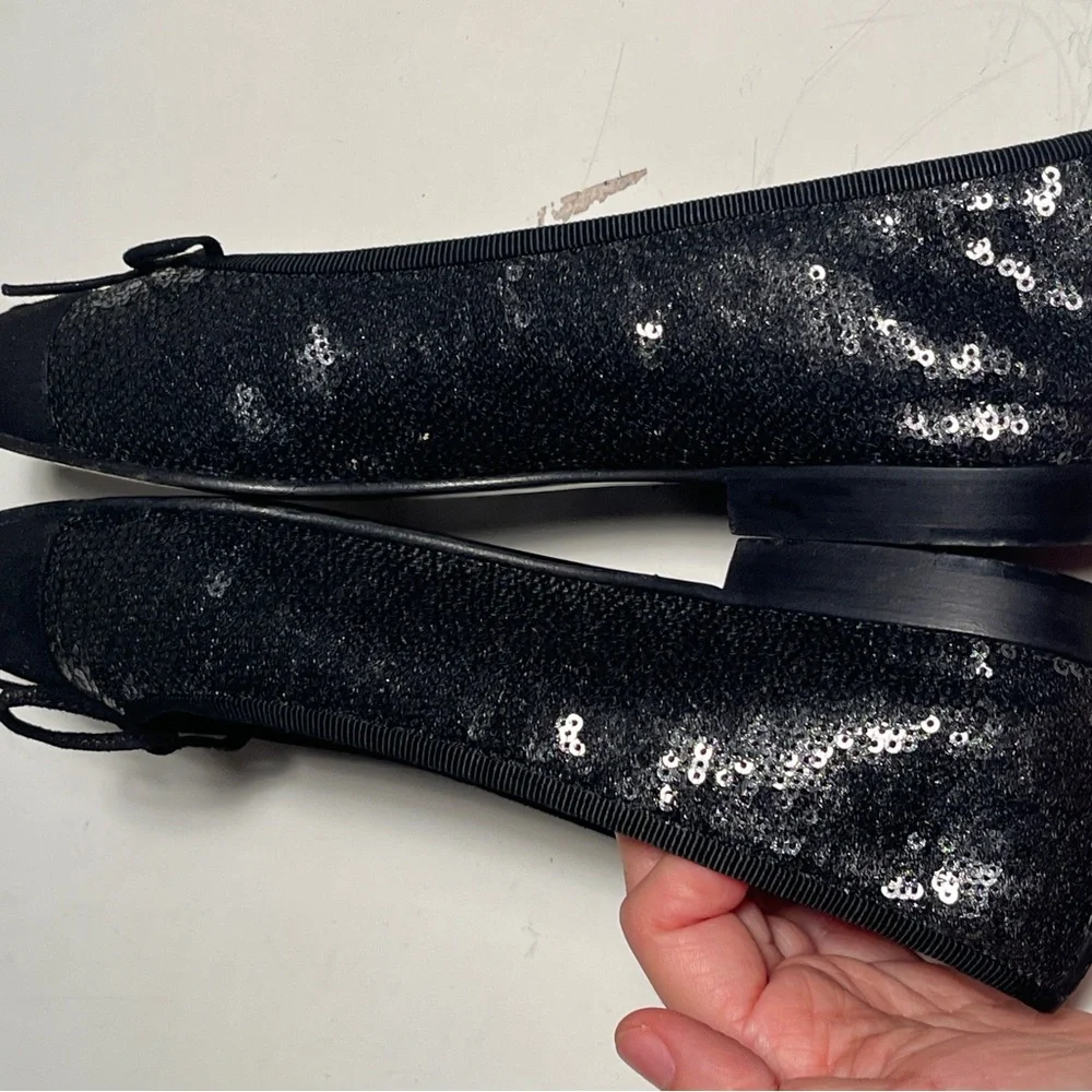 Elegant Black Sequin Flats Chanel